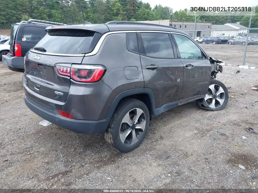 2020 Jeep Compass Latitude 4X4 VIN: 3C4NJDBB2LT205318 Lot: 45406323