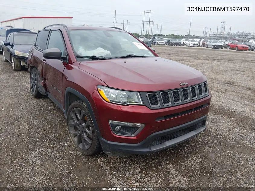 2021 Jeep Compass 80Th Anniversary Fwd VIN: 3C4NJCEB6MT597470 Lot: 45401469