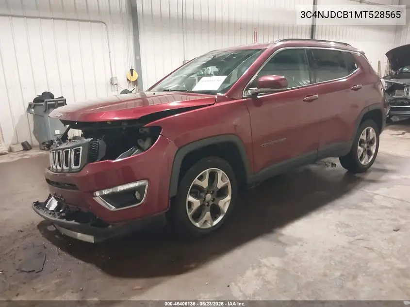 2021 Jeep Compass Limited 4X4 VIN: 3C4NJDCB1MT528565 Lot: 45406136
