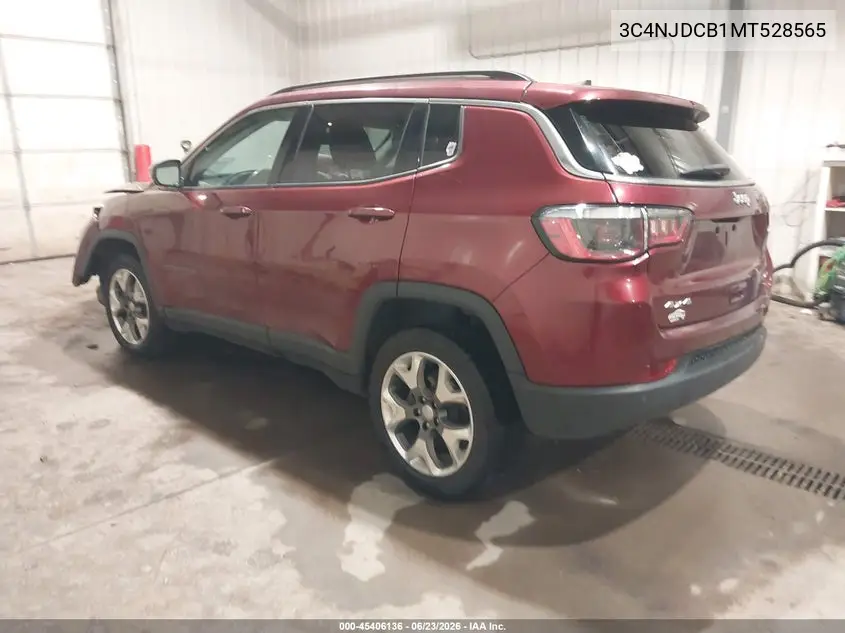 2021 Jeep Compass Limited 4X4 VIN: 3C4NJDCB1MT528565 Lot: 45406136