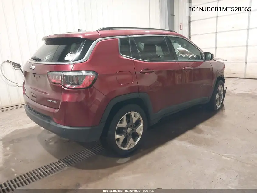 2021 Jeep Compass Limited 4X4 VIN: 3C4NJDCB1MT528565 Lot: 45406136