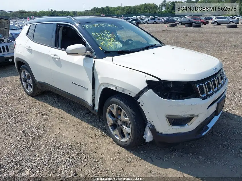 2021 Jeep Compass Limited 4X4 VIN: 3C4NJDCB8MT562678 Lot: 45498971