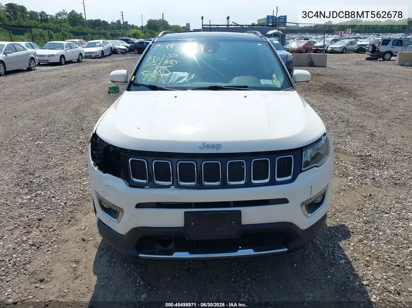 2021 Jeep Compass Limited 4X4 VIN: 3C4NJDCB8MT562678 Lot: 45498971