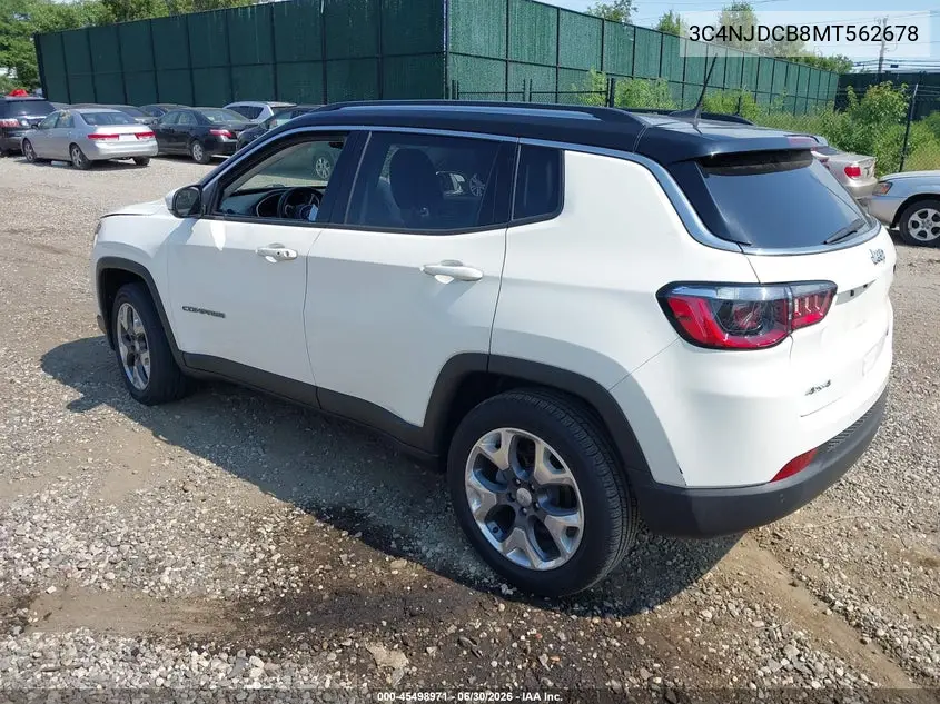 2021 Jeep Compass Limited 4X4 VIN: 3C4NJDCB8MT562678 Lot: 45498971