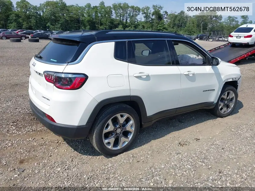 2021 Jeep Compass Limited 4X4 VIN: 3C4NJDCB8MT562678 Lot: 45498971