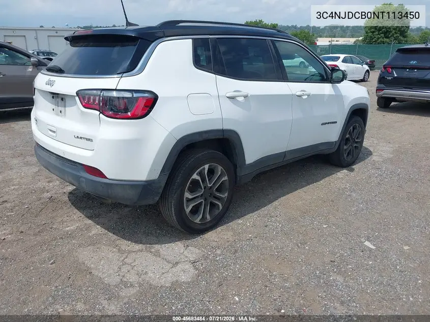 2022 Jeep Compass Limited 4X4 VIN: 3C4NJDCB0NT113450 Lot: 45683484
