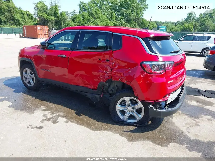 2023 Jeep Compass Sport 4X4 VIN: 3C4NJDAN0PT514514 Lot: 45387769