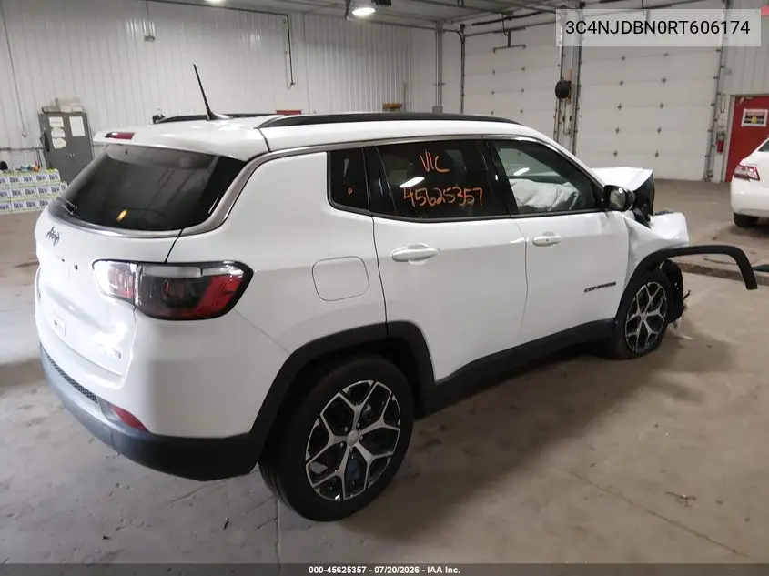 2024 Jeep Compass Latitude 4X4 VIN: 3C4NJDBN0RT606174 Lot: 45625357