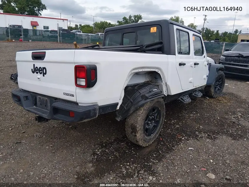 2020 Jeep Gladiator Sport 4X4 VIN: 1C6HJTAG0LL164940 Lot: 45422261