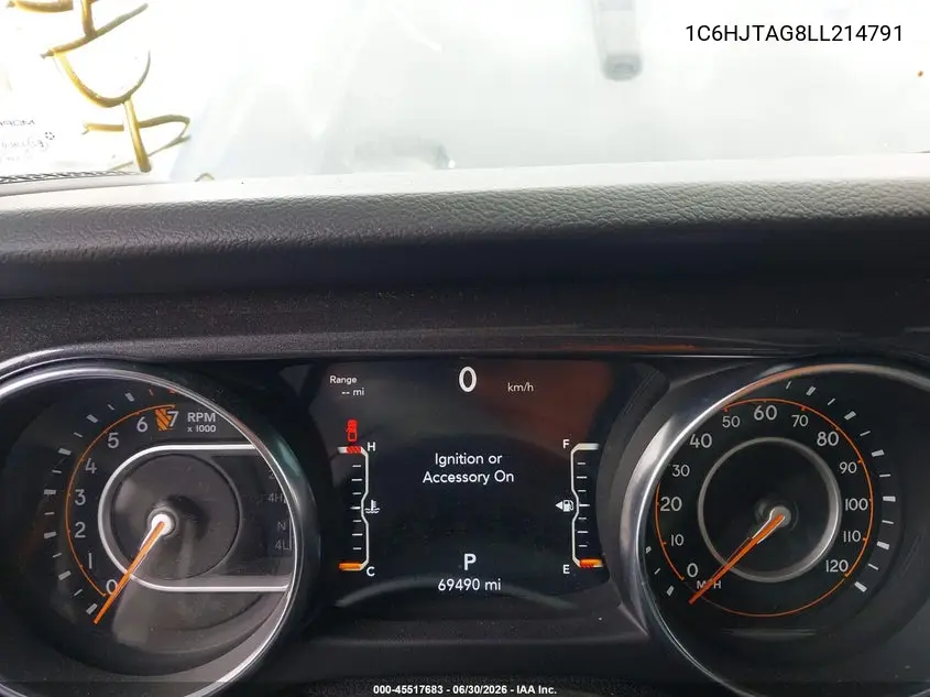 2020 Jeep Gladiator Altitude 4X4 VIN: 1C6HJTAG8LL214791 Lot: 45517683