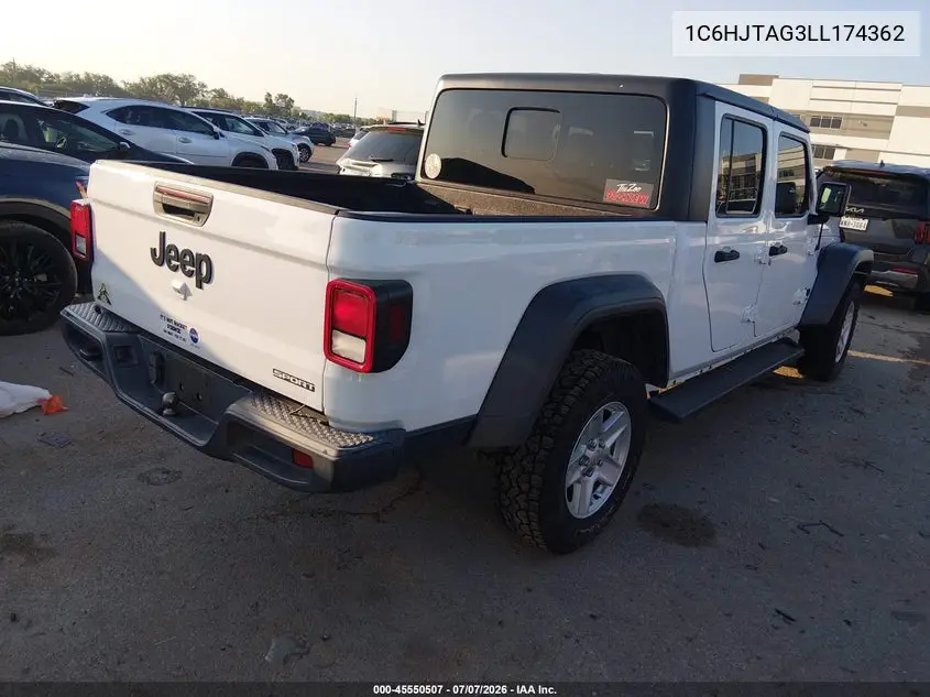2020 Jeep Gladiator Sport S 4X4 VIN: 1C6HJTAG3LL174362 Lot: 45550507