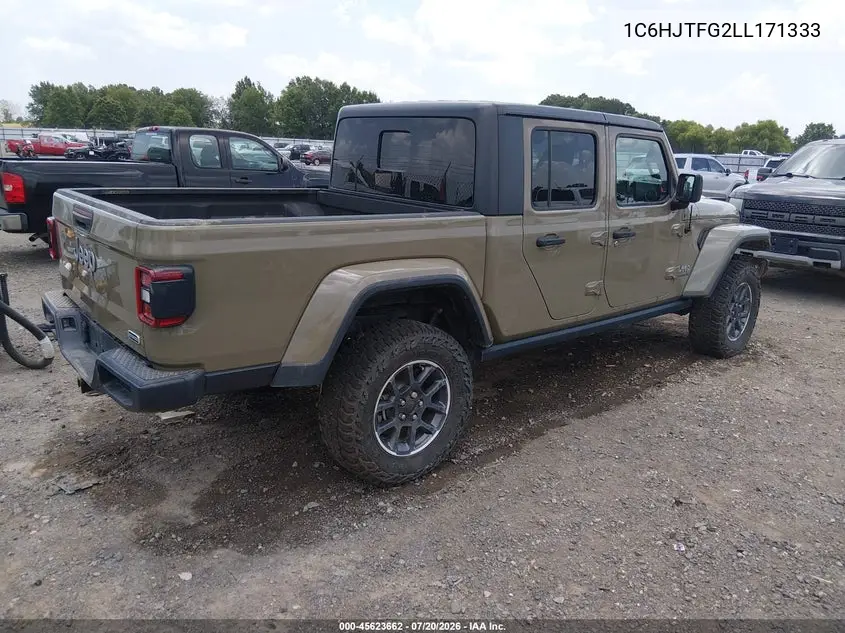 2020 Jeep Gladiator Overland 4X4 VIN: 1C6HJTFG2LL171333 Lot: 45623662