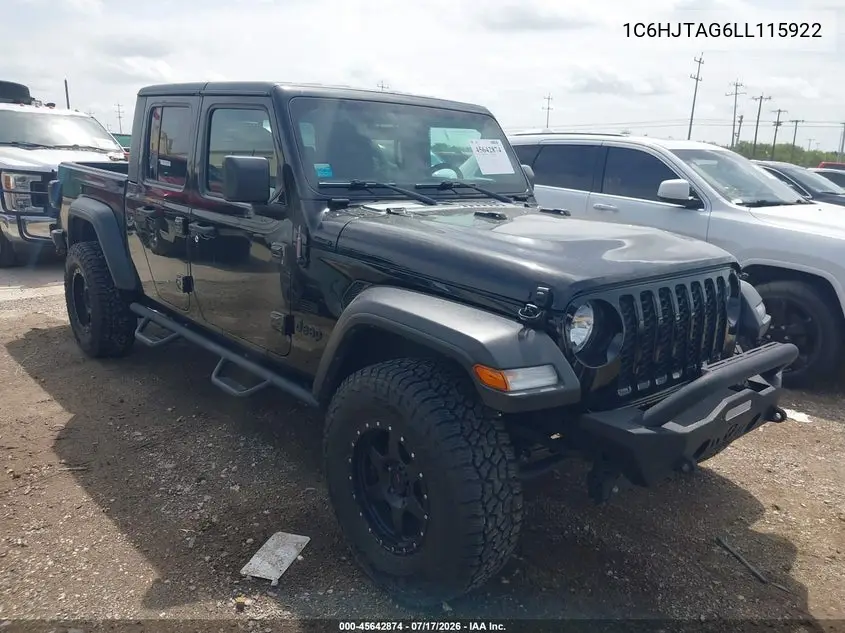 2020 Jeep Gladiator Sport S 4X4 VIN: 1C6HJTAG6LL115922 Lot: 45642874