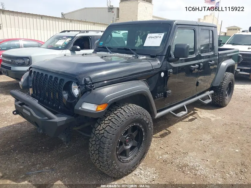 2020 Jeep Gladiator Sport S 4X4 VIN: 1C6HJTAG6LL115922 Lot: 45642874