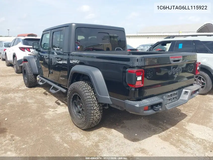 2020 Jeep Gladiator Sport S 4X4 VIN: 1C6HJTAG6LL115922 Lot: 45642874