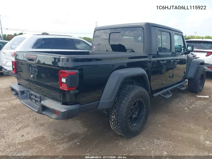 2020 Jeep Gladiator Sport S 4X4 VIN: 1C6HJTAG6LL115922 Lot: 45642874
