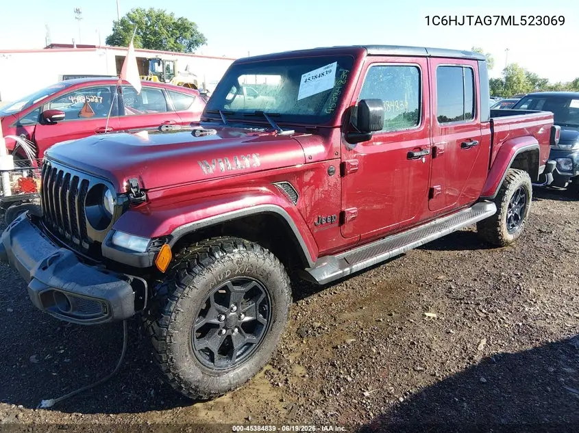 2021 Jeep Gladiator Willys 4X4 VIN: 1C6HJTAG7ML523069 Lot: 45384839