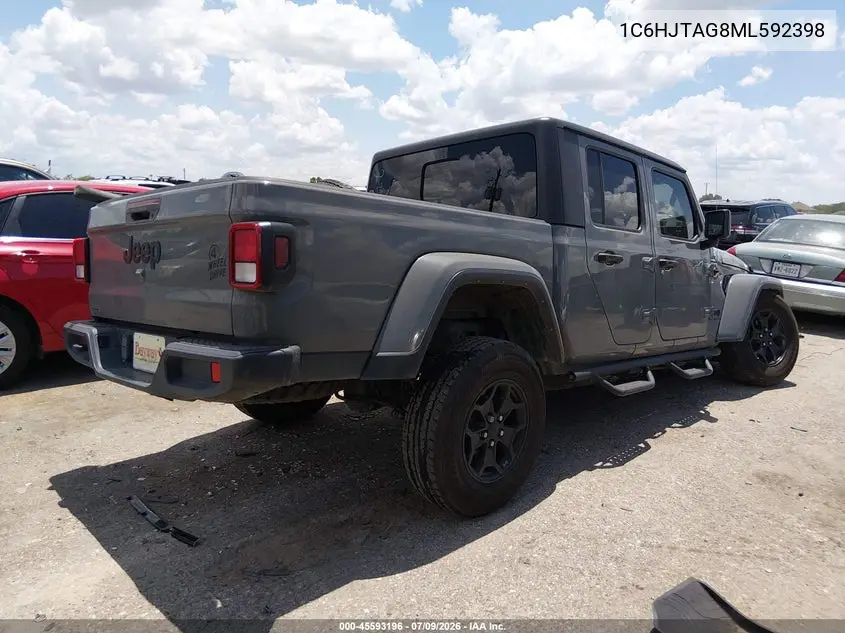 2021 Jeep Gladiator Willys 4X4 VIN: 1C6HJTAG8ML592398 Lot: 45593196