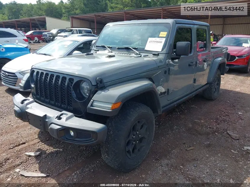 2021 Jeep Gladiator Willys 4X4 VIN: 1C6HJTAG4ML543442 Lot: 45599800