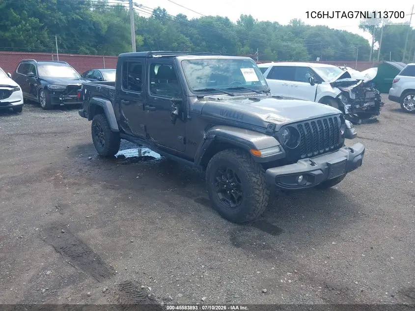 2022 Jeep Gladiator Willys 4X4 VIN: 1C6HJTAG7NL113700 Lot: 45583893