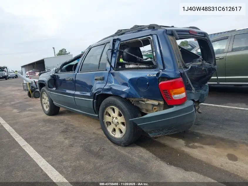 1J4GW48S31C612617 2001 Jeep Grand Cherokee Laredo