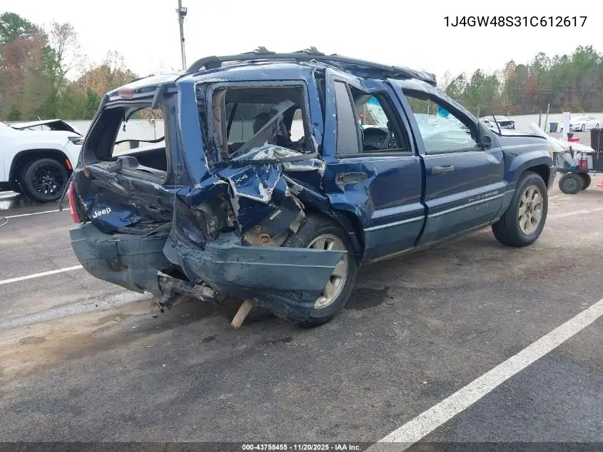1J4GW48S31C612617 2001 Jeep Grand Cherokee Laredo
