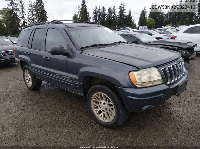 2002 Jeep Grand Cherokee Limited VIN: 1J8GW58NX2C322410 Lot: 45112254