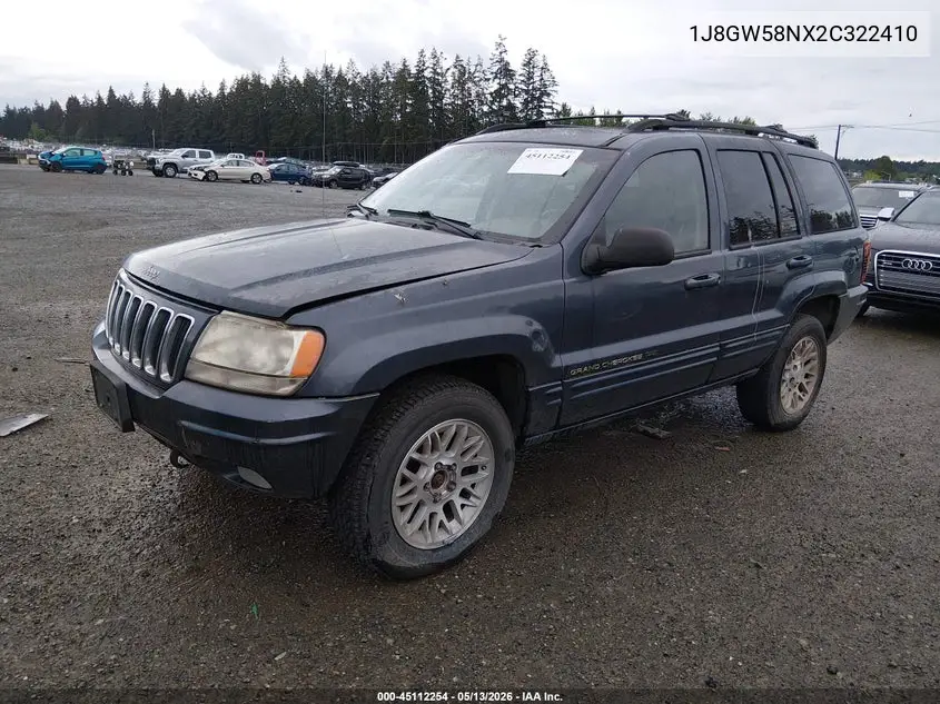 2002 Jeep Grand Cherokee Limited VIN: 1J8GW58NX2C322410 Lot: 45112254