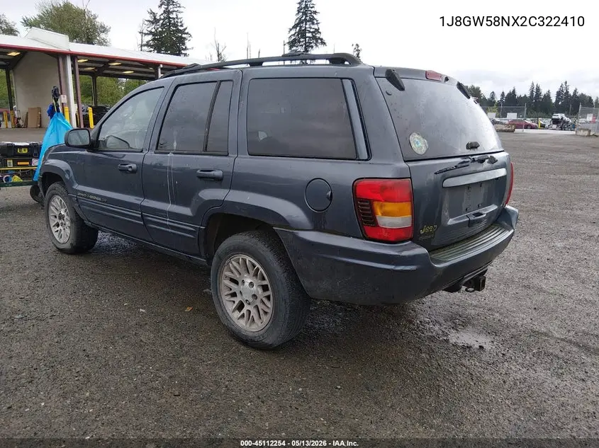 2002 Jeep Grand Cherokee Limited VIN: 1J8GW58NX2C322410 Lot: 45112254