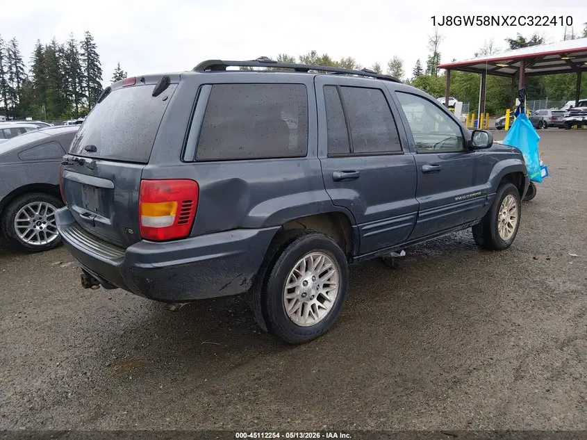 2002 Jeep Grand Cherokee Limited VIN: 1J8GW58NX2C322410 Lot: 45112254