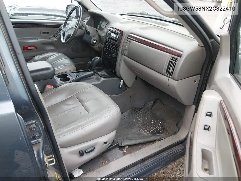 2002 Jeep Grand Cherokee Limited VIN: 1J8GW58NX2C322410 Lot: 45112254