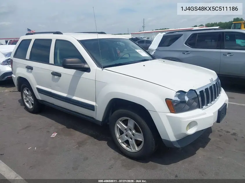 2005 Jeep Grand Cherokee Laredo VIN: 1J4GS48KX5C511186 Lot: 45658511