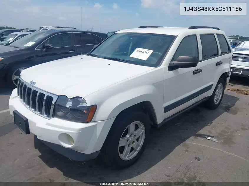 2005 Jeep Grand Cherokee Laredo VIN: 1J4GS48KX5C511186 Lot: 45658511