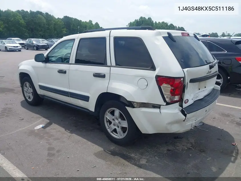 2005 Jeep Grand Cherokee Laredo VIN: 1J4GS48KX5C511186 Lot: 45658511
