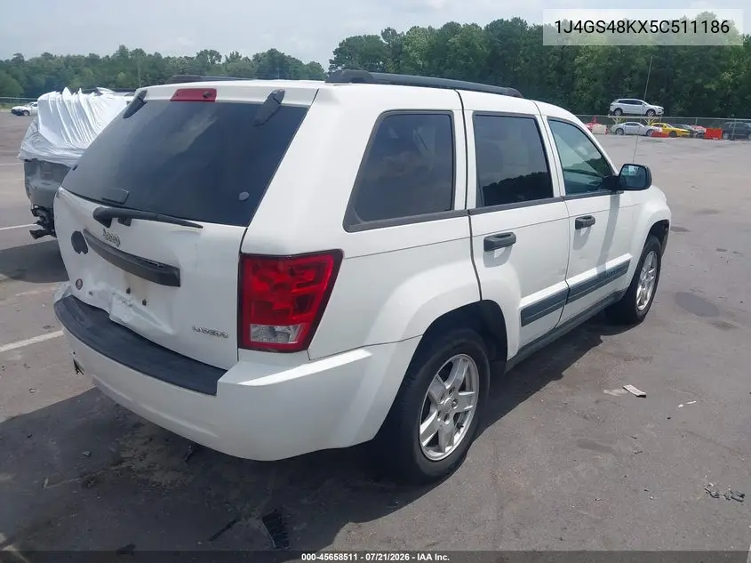 2005 Jeep Grand Cherokee Laredo VIN: 1J4GS48KX5C511186 Lot: 45658511