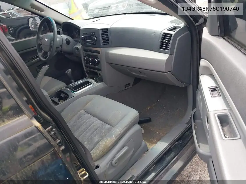 2006 Jeep Grand Cherokee Laredo VIN: 1J4GR48K76C190740 Lot: 45135386