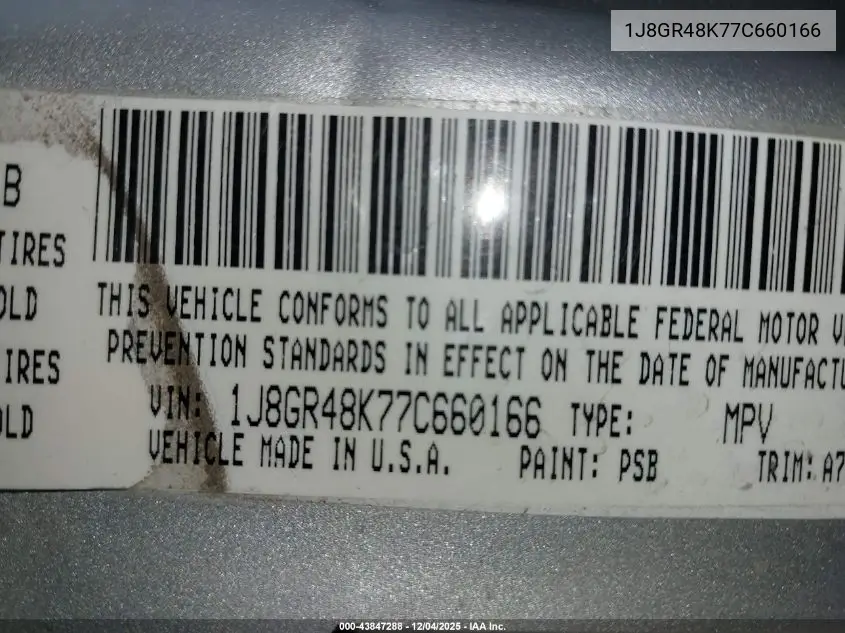 1J8GR48K77C660166 2007 Jeep Grand Cherokee Laredo