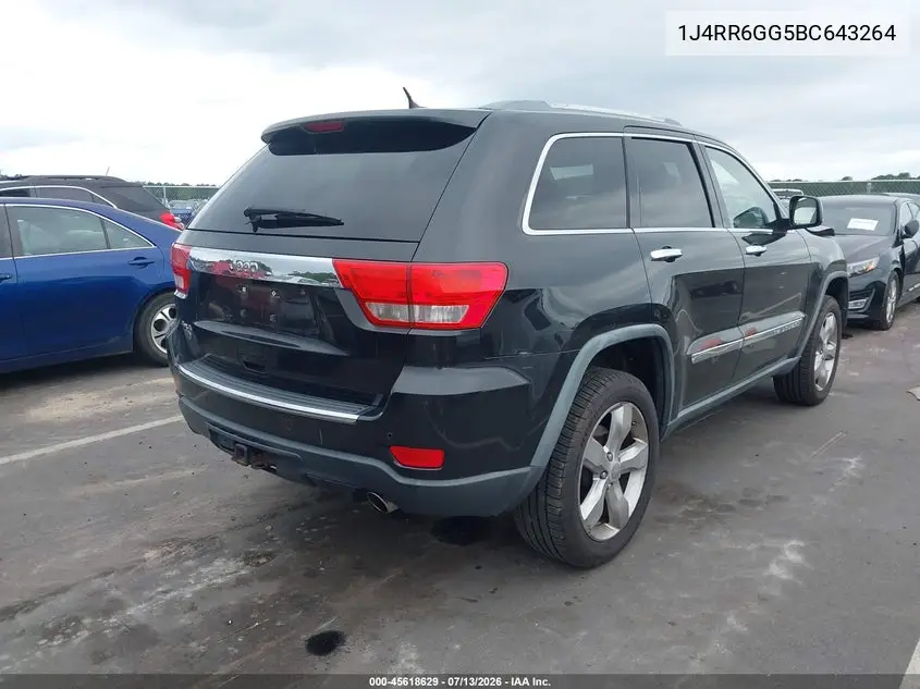2011 Jeep Grand Cherokee Overland VIN: 1J4RR6GG5BC643264 Lot: 45618629