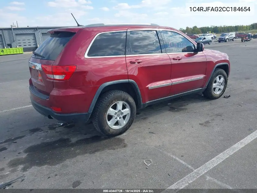 1C4RJFAG2CC184654 2012 Jeep Grand Cherokee Laredo