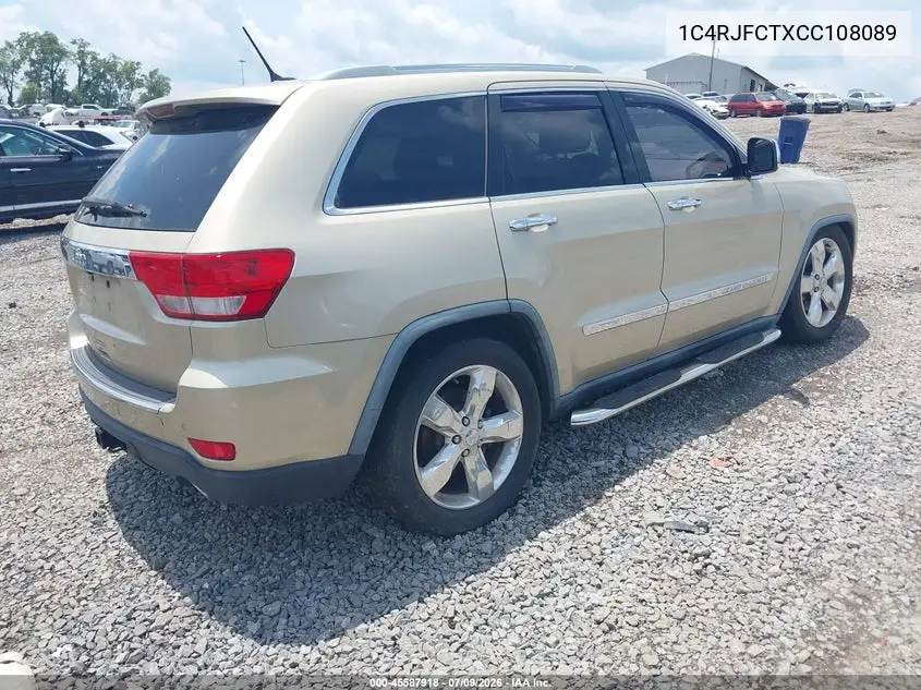 2012 Jeep Grand Cherokee Overland VIN: 1C4RJFCTXCC108089 Lot: 45587918