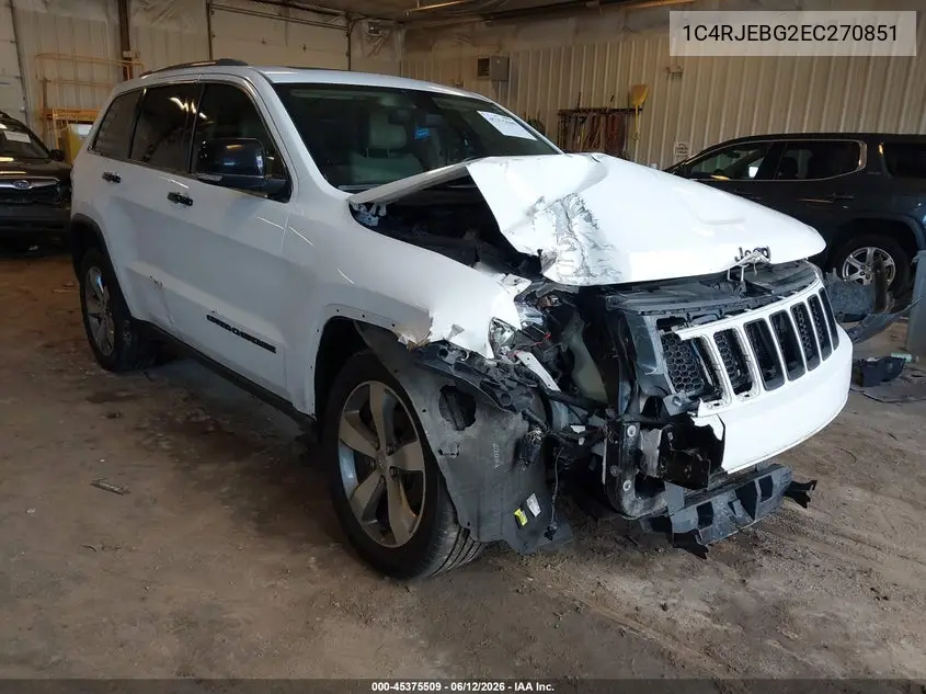 2014 Jeep Grand Cherokee Limited VIN: 1C4RJEBG2EC270851 Lot: 45375509