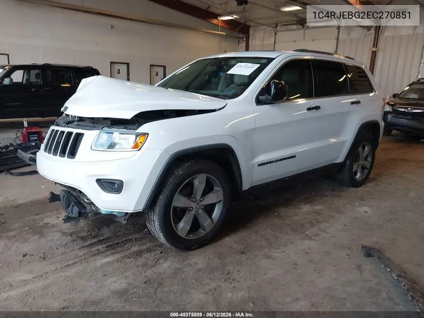 2014 Jeep Grand Cherokee Limited VIN: 1C4RJEBG2EC270851 Lot: 45375509