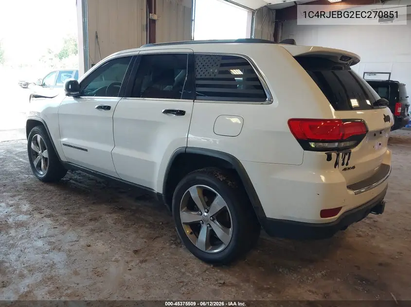 2014 Jeep Grand Cherokee Limited VIN: 1C4RJEBG2EC270851 Lot: 45375509