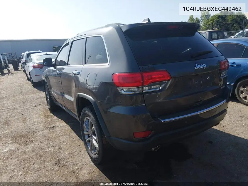 2014 Jeep Grand Cherokee Limited VIN: 1C4RJEBGXEC449462 Lot: 45638301
