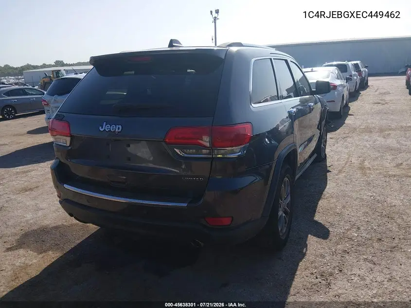 2014 Jeep Grand Cherokee Limited VIN: 1C4RJEBGXEC449462 Lot: 45638301