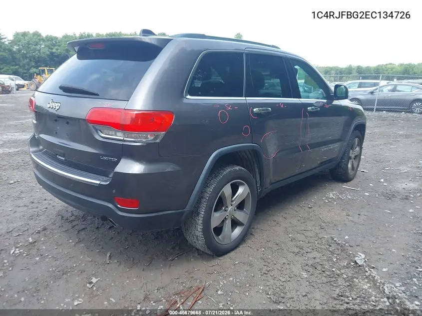 2014 Jeep Grand Cherokee Limited VIN: 1C4RJFBG2EC134726 Lot: 45679668