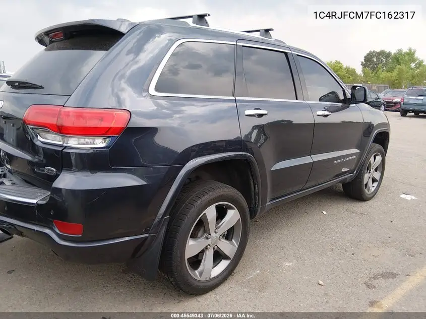2015 Jeep Grand Cherokee Overland VIN: 1C4RJFCM7FC162317 Lot: 45549343