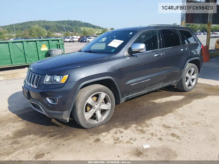 2015 Jeep Grand Cherokee Limited VIN: 1C4RJFBG1FC698420 Lot: 45657554