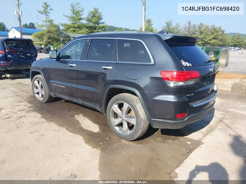 2015 Jeep Grand Cherokee Limited VIN: 1C4RJFBG1FC698420 Lot: 45657554