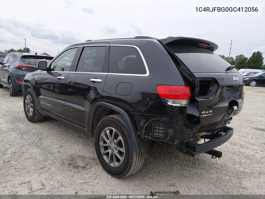 2016 Jeep Grand Cherokee Limited VIN: 1C4RJFBG0GC412056 Lot: 45381055